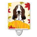 Basset Hound Thanksgiving Ceramic Night Light Compact, UL-Certified, Ideal for Bedroom, Bathroom, Nursery, Hallway, Kitchen, 6x4x3, Multicolor
