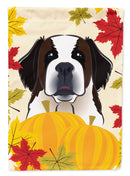 Saint Bernard Thanksgiving House Flag 28x40 Porch Sleeve Pole Decorative Outside Yard Banner Artwork Wall Hanging, Polyester