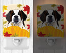 Saint Bernard Thanksgiving Ceramic Night Light Compact, UL-Certified, Ideal for Bedroom, Bathroom, Nursery, Hallway, Kitchen, 6x4x3, Multicolor