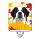Saint Bernard Thanksgiving Ceramic Night Light Compact, UL-Certified, Ideal for Bedroom, Bathroom, Nursery, Hallway, Kitchen, 6x4x3, Multicolor