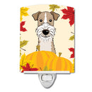 Wire Haired Fox Terrier Thanksgiving Ceramic Night Light Compact, UL-Certified, Ideal for Bedroom, Bathroom, Nursery, Hallway, Kitchen, 6x4x3, Multicolor