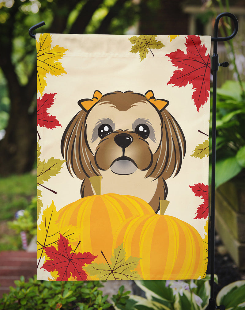 Chocolate Brown Shih Tzu Thanksgiving Flag Garden Size BB2055GF