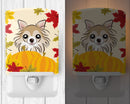 Chihuahua Thanksgiving Ceramic Night Light Compact, UL-Certified, Ideal for Bedroom, Bathroom, Nursery, Hallway, Kitchen, 6x4x3, Multicolor