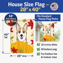 Sable Corgi Thanksgiving House Flag 28x40 Porch Sleeve Pole Decorative Outside Yard Banner Artwork Wall Hanging, Polyester