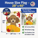 Chocolate Brown Poodle Thanksgiving House Flag 28x40 Porch Sleeve Pole Decorative Outside Yard Banner Artwork Wall Hanging, Polyester