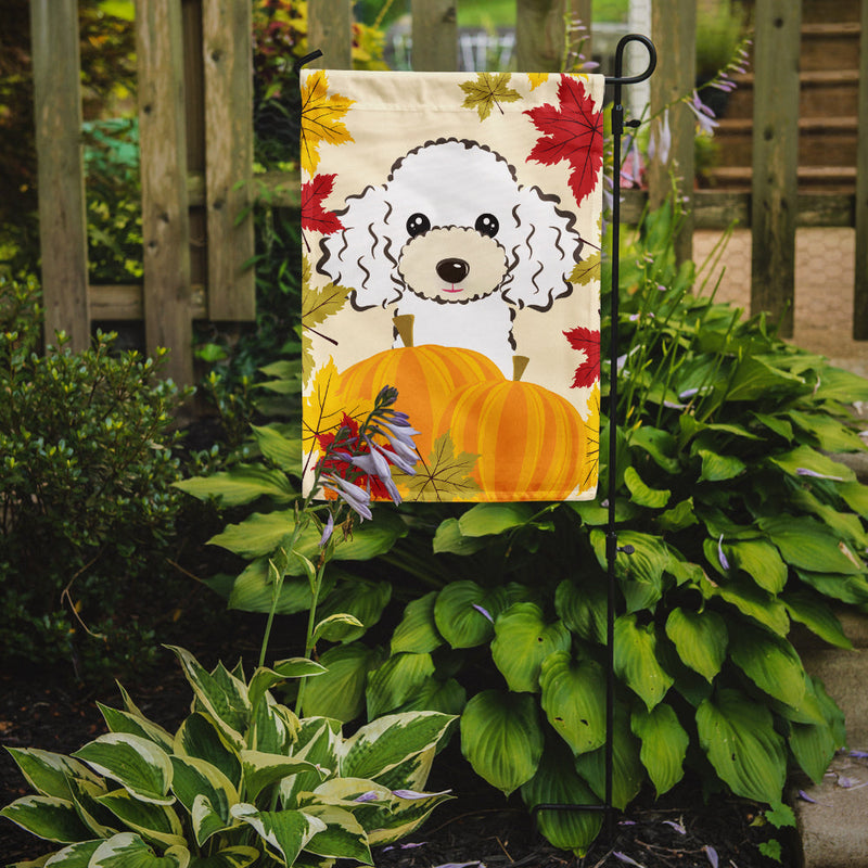 White Poodle Thanksgiving Flag Garden Size BB2063GF