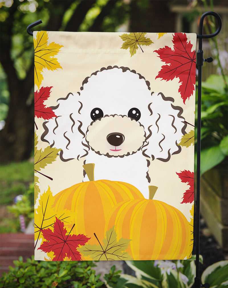 White Poodle Thanksgiving Flag Garden Size BB2063GF