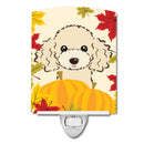Buff Poodle Thanksgiving Ceramic Night Light Compact, UL-Certified, Ideal for Bedroom, Bathroom, Nursery, Hallway, Kitchen, 6x4x3, Multicolor