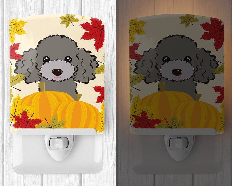 Silver Gray Poodle Thanksgiving Ceramic Night Light BB2065CNL