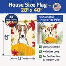 Jack Russell Terrier Thanksgiving House Flag 28x40 Porch Sleeve Pole Decorative Outside Yard Banner Artwork Wall Hanging, Polyester