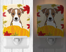 Jack Russell Terrier Thanksgiving Ceramic Night Light Compact, UL-Certified, Ideal for Bedroom, Bathroom, Nursery, Hallway, Kitchen, 6x4x3, Multicolor