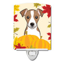Jack Russell Terrier Thanksgiving Ceramic Night Light Compact, UL-Certified, Ideal for Bedroom, Bathroom, Nursery, Hallway, Kitchen, 6x4x3, Multicolor