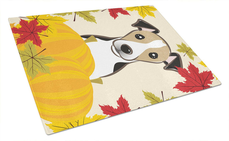 Jack Russell Terrier Thanksgiving Glass Cutting Board Large BB2067LCB