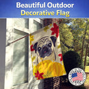 Fawn Pug Thanksgiving House Flag 28x40 Porch Sleeve Pole Decorative Outside Yard Banner Artwork Wall Hanging, Polyester