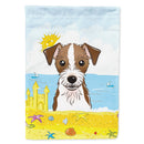 Jack Russell Terrier Summer Beach House Flag 28x40 Porch Sleeve Pole Decorative Outside Yard Banner Artwork Wall Hanging, Polyester