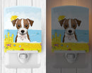 Jack Russell Terrier Summer Beach Ceramic Night Light Compact, UL-Certified, Ideal for Bedroom, Bathroom, Nursery, Hallway, Kitchen, 6x4x3, Multicolor