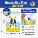 Boston Terrier Summer Beach House Flag 28x40 Porch Sleeve Pole Decorative Outside Yard Banner Artwork Wall Hanging, Polyester