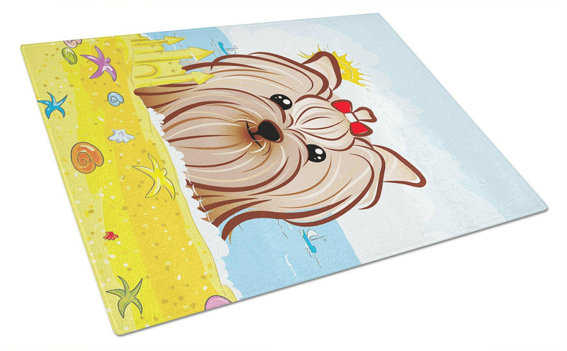 Yorkie Yorkshire Terrier Summer Beach Glass Cutting Board Large BB2072LCB