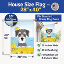 Schnauzer Summer Beach House Flag 28x40 Porch Sleeve Pole Decorative Outside Yard Banner Artwork Wall Hanging, Polyester