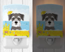 Schnauzer Summer Beach Ceramic Night Light Compact, UL-Certified, Ideal for Bedroom, Bathroom, Nursery, Hallway, Kitchen, 6x4x3, Multicolor