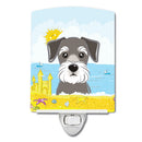 Schnauzer Summer Beach Ceramic Night Light Compact, UL-Certified, Ideal for Bedroom, Bathroom, Nursery, Hallway, Kitchen, 6x4x3, Multicolor