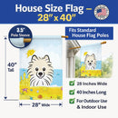 Pomeranian Summer Beach House Flag 28x40 Porch Sleeve Pole Decorative Outside Yard Banner Artwork Wall Hanging, Polyester