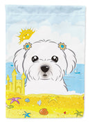 Maltese Summer Beach House Flag 28x40 Porch Sleeve Pole Decorative Outside Yard Banner Artwork Wall Hanging, Polyester