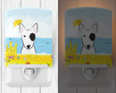 Bull Terrier Summer Beach Ceramic Night Light Compact, UL-Certified, Ideal for Bedroom, Bathroom, Nursery, Hallway, Kitchen, 6x4x3, Multicolor