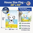 Dalmatian Summer Beach House Flag 28x40 Porch Sleeve Pole Decorative Outside Yard Banner Artwork Wall Hanging, Polyester