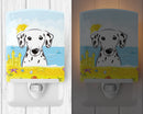 Dalmatian Summer Beach Ceramic Night Light Compact, UL-Certified, Ideal for Bedroom, Bathroom, Nursery, Hallway, Kitchen, 6x4x3, Multicolor