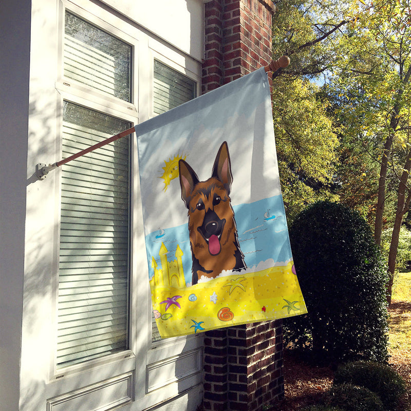 German Shepherd Summer Beach Flag Canvas House Size BB2079CHF