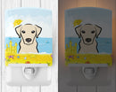 Yellow Labrador Summer Beach Ceramic Night Light Compact, UL-Certified, Ideal for Bedroom, Bathroom, Nursery, Hallway, Kitchen, 6x4x3, Multicolor
