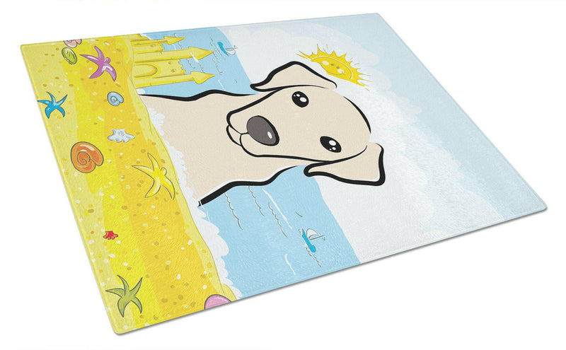 Yellow Labrador Summer Beach Glass Cutting Board Large BB2090LCB