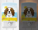 Cavalier Spaniel Summer Beach Ceramic Night Light Compact, UL-Certified, Ideal for Bedroom, Bathroom, Nursery, Hallway, Kitchen, 6x4x3, Multicolor