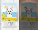 Westie Summer Beach Ceramic Night Light Compact, UL-Certified, Ideal for Bedroom, Bathroom, Nursery, Hallway, Kitchen, 6x4x3, Multicolor