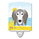 Saluki Summer Beach Ceramic Night Light Compact, UL-Certified, Ideal for Bedroom, Bathroom, Nursery, Hallway, Kitchen, 6x4x3, Multicolor