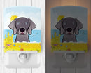 Weimaraner Summer Beach Ceramic Night Light Compact, UL-Certified, Ideal for Bedroom, Bathroom, Nursery, Hallway, Kitchen, 6x4x3, Multicolor