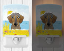 Wirehaired Dachshund Summer Beach Ceramic Night Light Compact, UL-Certified, Ideal for Bedroom, Bathroom, Nursery, Hallway, Kitchen, 6x4x3, Multicolor
