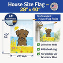 Chocolate Labrador Summer Beach House Flag 28x40 Porch Sleeve Pole Decorative Outside Yard Banner Artwork Wall Hanging, Polyester