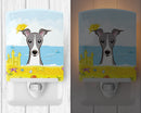 Italian Greyhound Summer Beach Ceramic Night Light Compact, UL-Certified, Ideal for Bedroom, Bathroom, Nursery, Hallway, Kitchen, 6x4x3, Multicolor