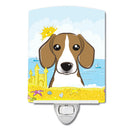 Beagle Summer Beach Ceramic Night Light Compact, UL-Certified, Ideal for Bedroom, Bathroom, Nursery, Hallway, Kitchen, 6x4x3, Multicolor