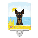 Min Pin Summer Beach Ceramic Night Light Compact, UL-Certified, Ideal for Bedroom, Bathroom, Nursery, Hallway, Kitchen, 6x4x3, Multicolor