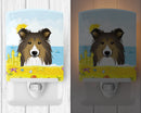 Sheltie Summer Beach Ceramic Night Light Compact, UL-Certified, Ideal for Bedroom, Bathroom, Nursery, Hallway, Kitchen, 6x4x3, Multicolor