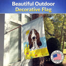 Basset Hound Summer Beach House Flag 28x40 Porch Sleeve Pole Decorative Outside Yard Banner Artwork Wall Hanging, Polyester
