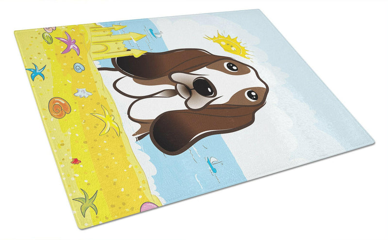 Basset Hound Summer Beach Glass Cutting Board Large BB2111LCB