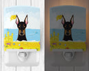 Doberman Summer Beach Ceramic Night Light Compact, UL-Certified, Ideal for Bedroom, Bathroom, Nursery, Hallway, Kitchen, 6x4x3, Multicolor