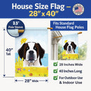 Saint Bernard Summer Beach House Flag 28x40 Porch Sleeve Pole Decorative Outside Yard Banner Artwork Wall Hanging, Polyester