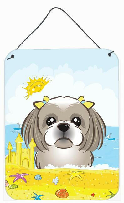 Gray Silver Shih Tzu Summer Beach Wall or Door Hanging Prints BB2118DS1216