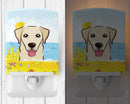 Golden Retriever Summer Beach Ceramic Night Light Compact, UL-Certified, Ideal for Bedroom, Bathroom, Nursery, Hallway, Kitchen, 6x4x3, Multicolor