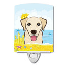 Golden Retriever Summer Beach Ceramic Night Light Compact, UL-Certified, Ideal for Bedroom, Bathroom, Nursery, Hallway, Kitchen, 6x4x3, Multicolor